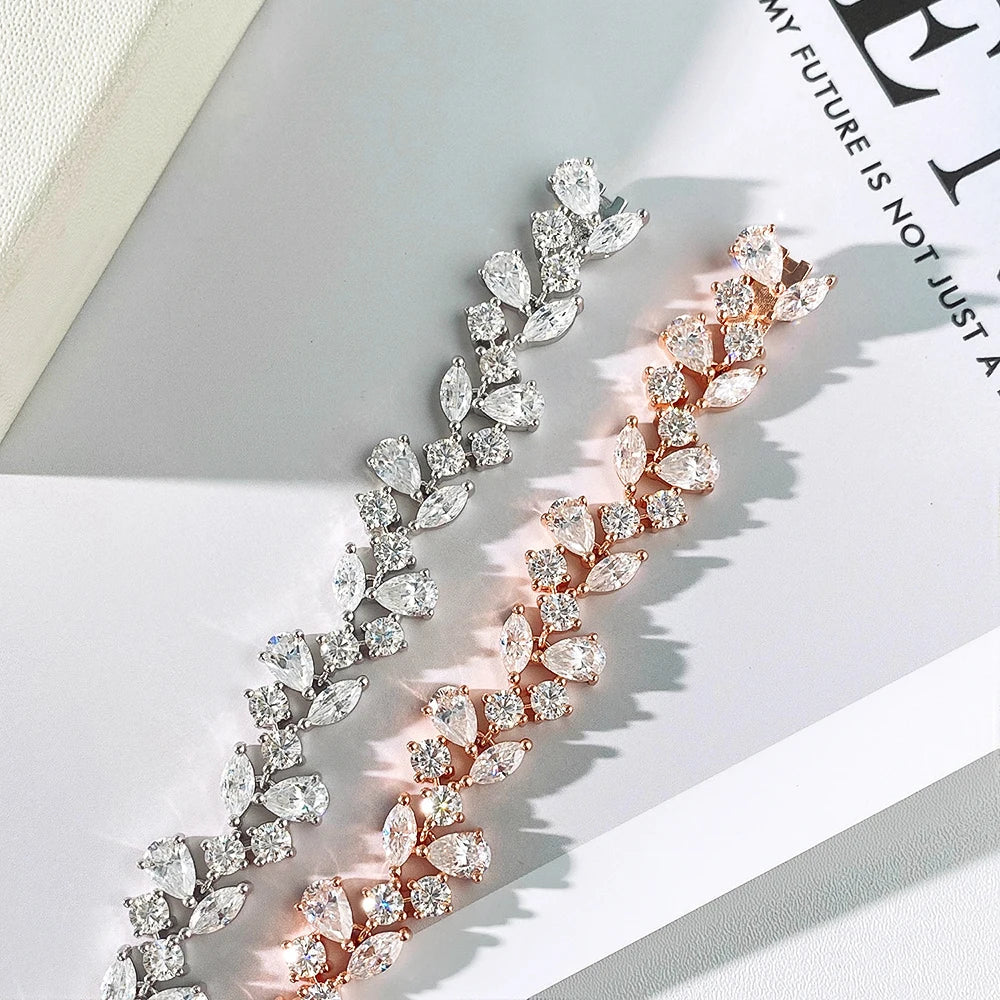 Marquise/Pear Cut Full Moissanite Bracelet For Woman S925 Silver 18K Gold D Color Lab Diamond Bracelet Fine Jewelry