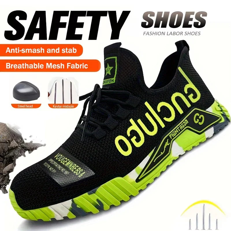 Lightweight Steel Toe Safety Shoes Men Anti-puncture Work Shoes Men Breathable Industrial Shoes Indestructible Work Safety Boots