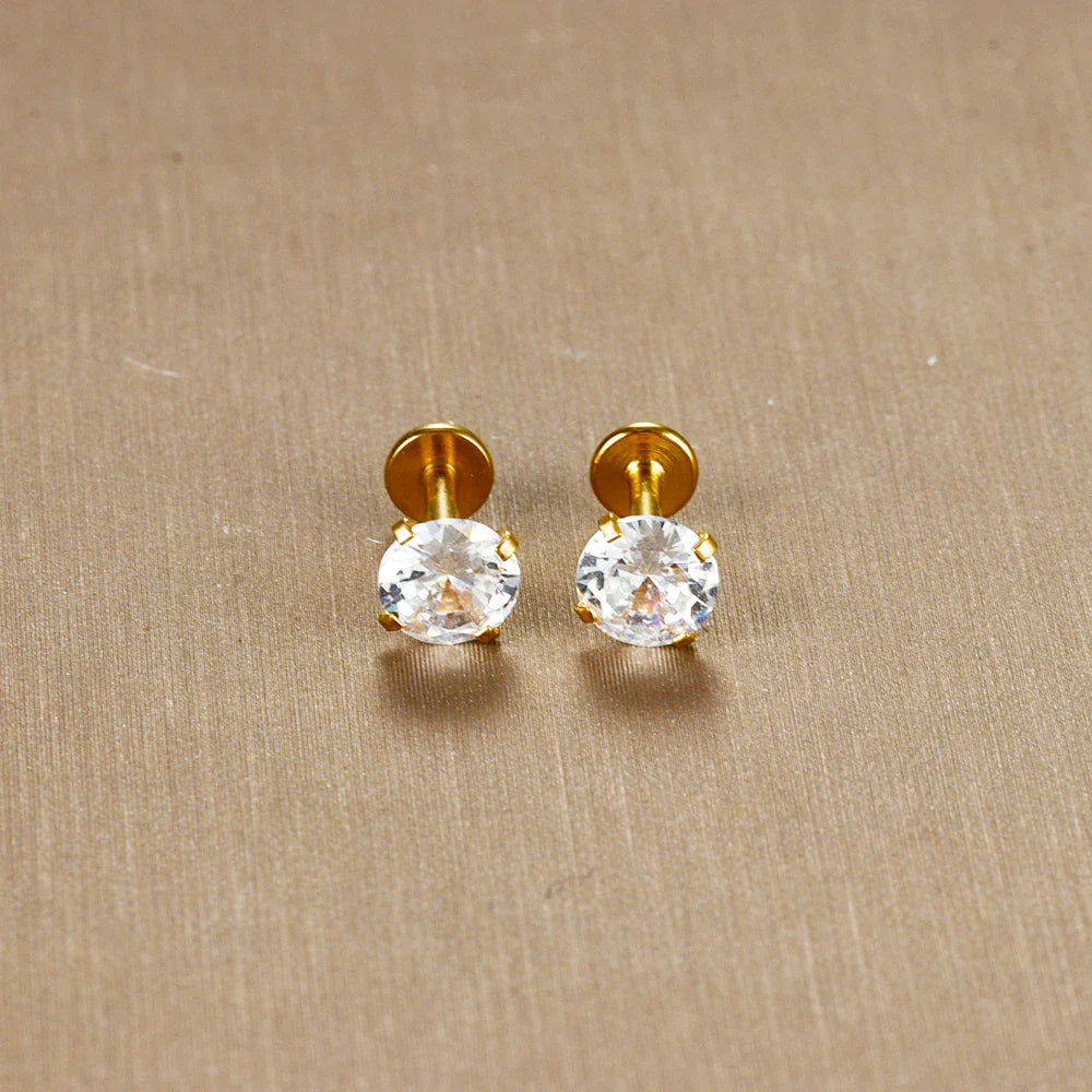 2PC Labret Tragus Stud Earrings 16G Surgical Stainless Steel CZ Crystal  Monroe Helix Cartialge Conch Medusa Lip Body Piercing