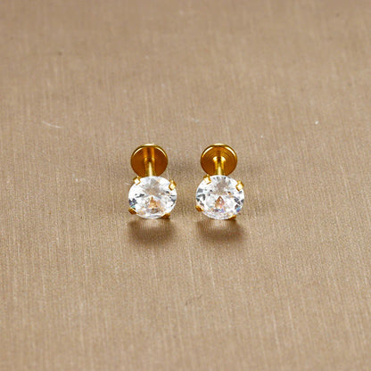 2PC Labret Tragus Stud Earrings 16G Surgical Stainless Steel CZ Crystal  Monroe Helix Cartialge Conch Medusa Lip Body Piercing