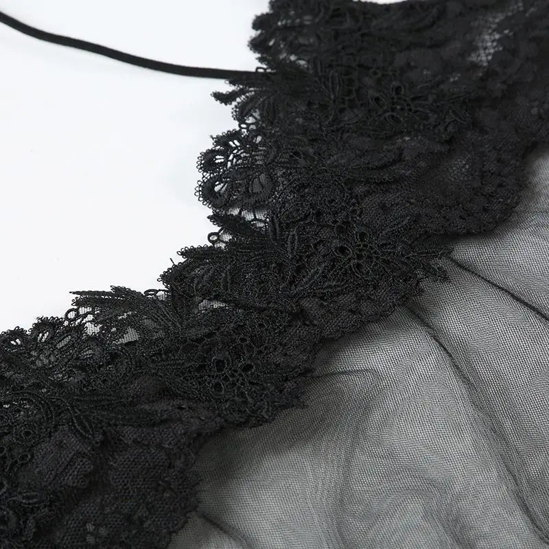 Sheer Lace Camisole Dress with Ultra Spicy and Lightweight Mesh; Sexy Dress for A Minority of Hot Girls