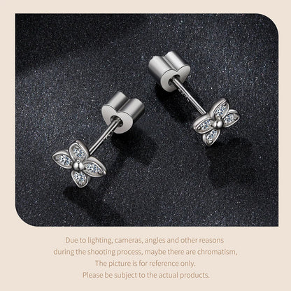 925 Sterling Silver Four-leaf Clover Moissanite Earrings for Women Girl, Dainty Cute Hypoallergenic Jewelry Birthday Gift