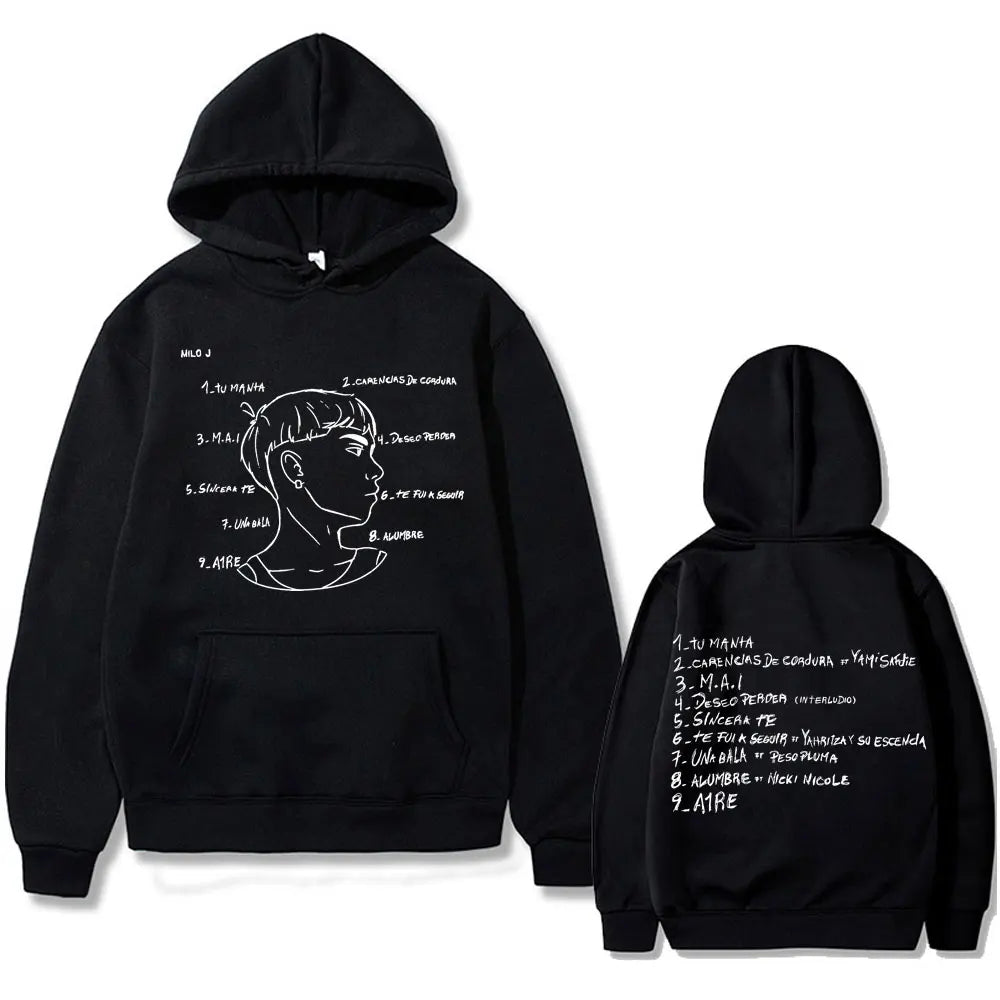 Rapper Milo J 111 Album Graphic Hoodie Men Women Hip Hop Fashion Oversized Hooded Sweatshirt Men's Casual Fleece Cotton Hoodies