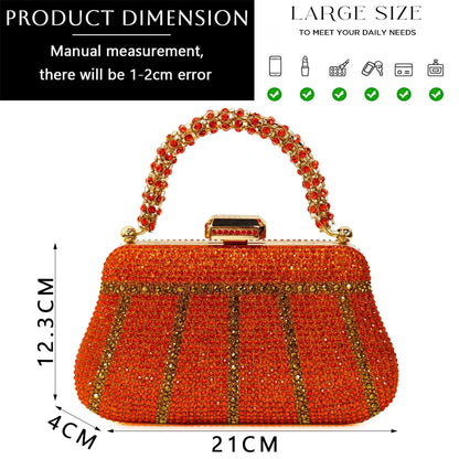Special Design High Quality Orange Color African Women Shoes and Bag Set with Shinning Crystal for Wedding Party