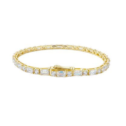 Emerald Cut Original Moissanite Tennis Bracelet for Women Men Hip Hop Jewelry Full Diamond Chain S925 Sterling Silver