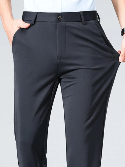 2-Pack Men's Loose-Fit Versatile Casual Dress Pants, Featuring Stylish Embroidery, Suitable for Daily Wear, Office & Outings