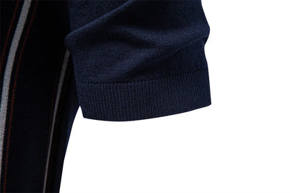 Men's Stripe Polo Shirt Old Money Style Short Sleeve Soft Breathable Casual Elegant Fabric for Comfortable Wear