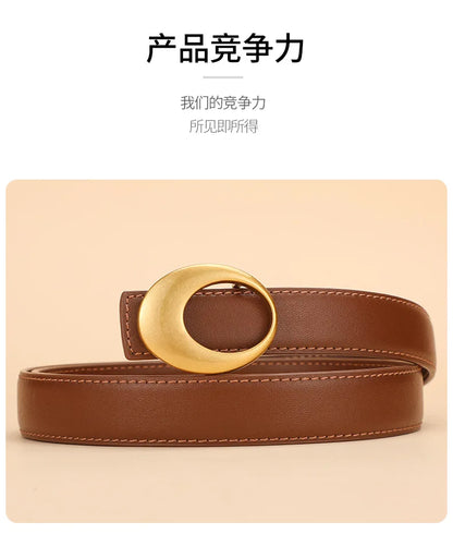 Fashionable women's belt; cowhide leather belt for women; versatile decoration with a high-end feel; trendy Korean-style