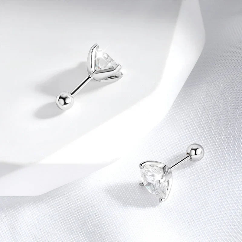 18k Plated 0.2-2ct Moissanite Stud Earrings for Women Solid 925 Sterling Silver Lab Diamond Screw Back Ear Stud Jewelry