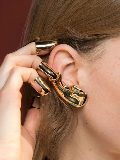 Punk Vintage Half Ear Contour Metal Ear Clip Stud Earrings For Women girls Ear Bones Clip Fashion Earring Jewelry Gift