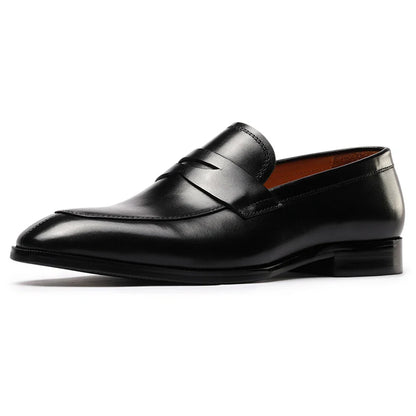 Mens Penny Loafers Elegant Wedding Party Full Grain Leather Casual Dress Shoes Brown Black Business Formal Shoes Moccasins
