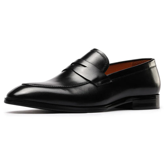 Mens Penny Loafers Elegant Wedding Party Full Grain Leather Casual Dress Shoes Brown Black Business Formal Shoes Moccasins