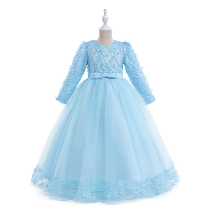 Girls Flower Embroidery Party Dresses Girl Summer Casual Holiday Gown Kids Variety Fashion Evening Clothes Birthday Princess Wea