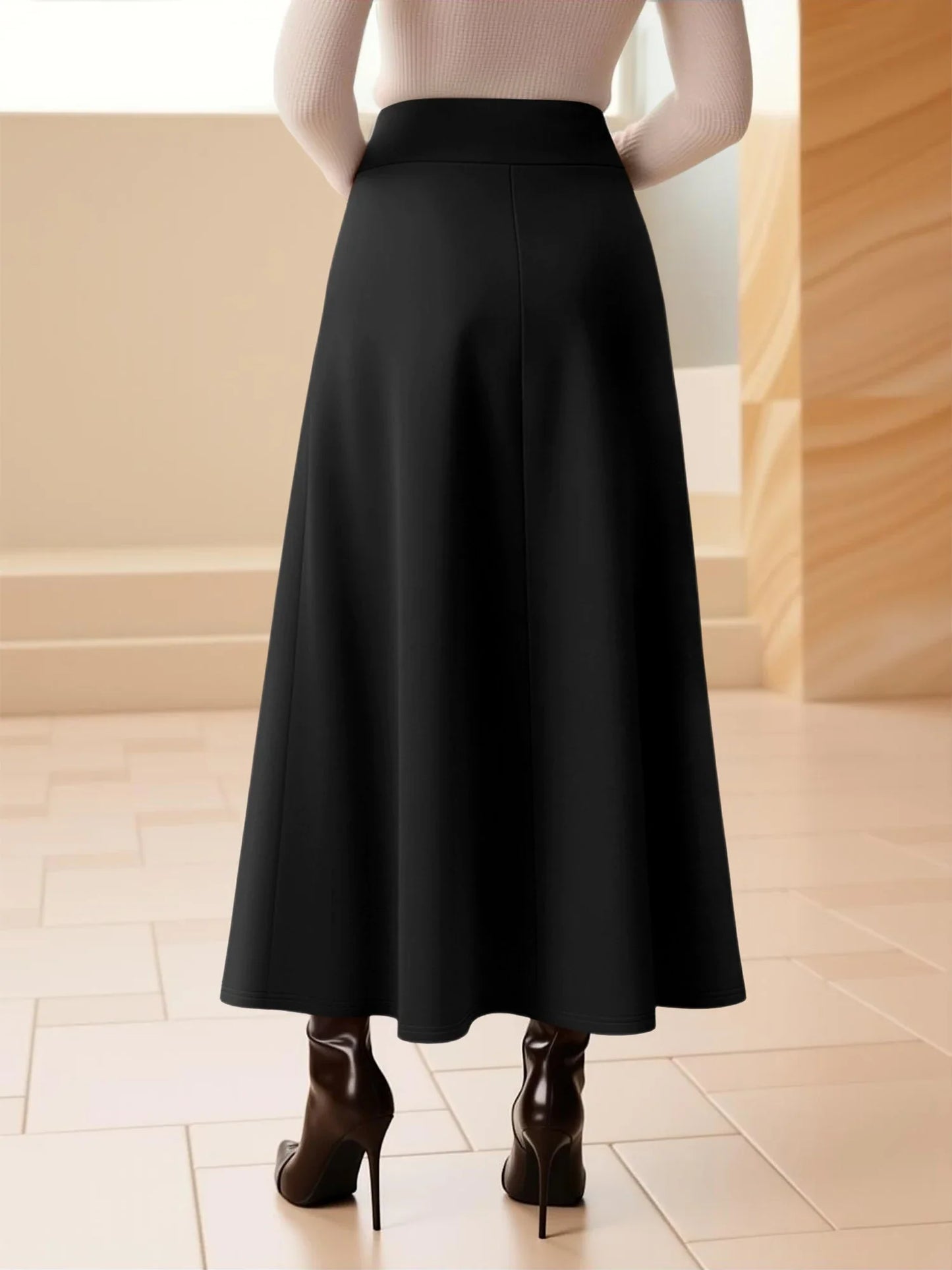 Solid Midi Skirt | High Waist A-Line for Cocktails & Events, Stand Out in Style