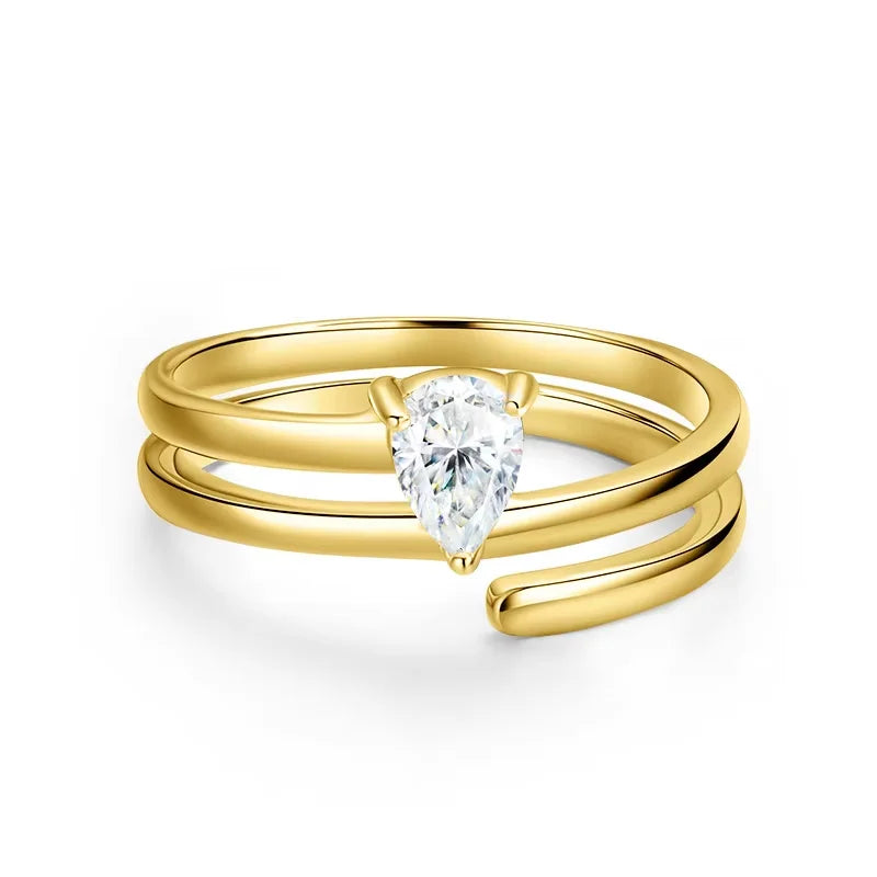 Certified 0.5CT Real Moissanite Solitaire Rings for Women Sterling Silver 925 Plated 18K Lab Daimond Female Tail Ring