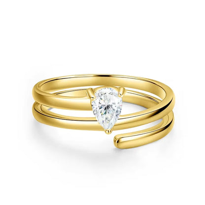Certified 0.5CT Real Moissanite Solitaire Rings for Women Sterling Silver 925 Plated 18K Lab Daimond Female Tail Ring