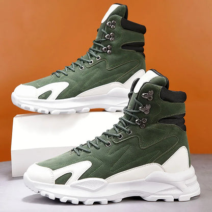 Fashion Men's Boots Comfortable Men Casual Shoes Breathable High Top Sneakers for Men Outdoor Non Slip Mens Ankle Boots Platform
