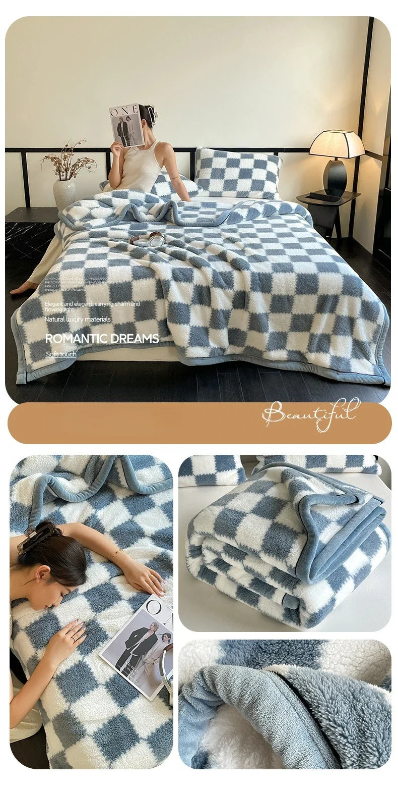 New Grade A Half-sided Velvet Autumn Winter Keep Warm Blankets for Bed Soft Fluffy Warmth Sofa Blanket Shawl Napping Blankets