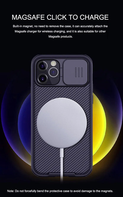 Slide Camera Lens Protection For Magsafe Magnetic Wireless Charging Case For iPhone 13 14 15 16 Pro Max Plus Soft Silicone Cover