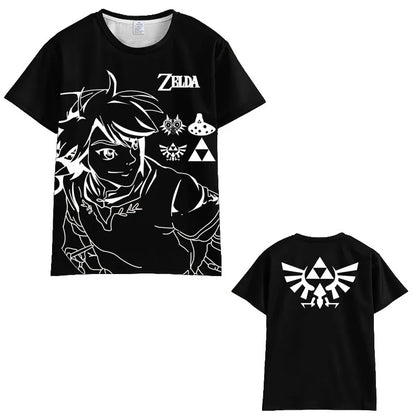 Zelda Tears of The Kingdom T-shirt Anime Cartoon Short Sleeve Cosplay Prom Dress Up Props Men Loose Breathable Clothes Tops Gift