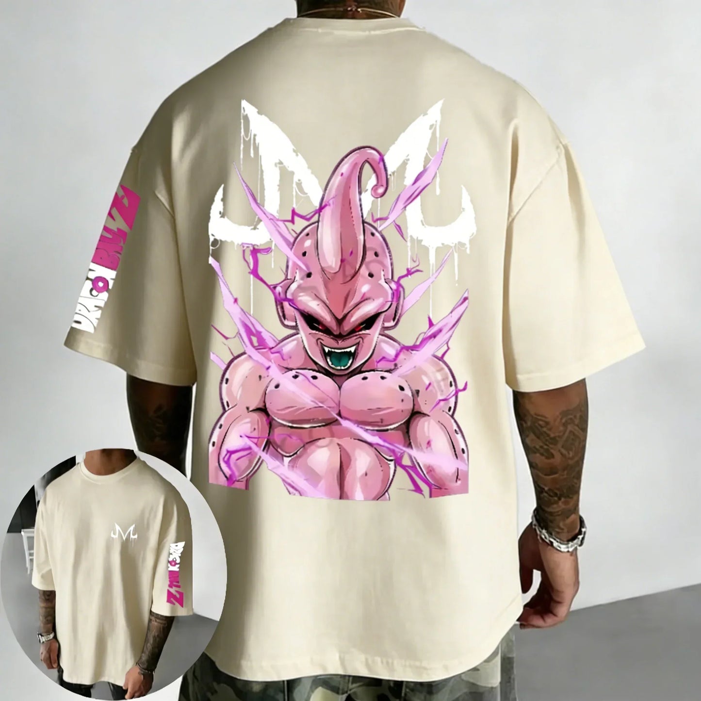 T-shirt Summer New Majin Buu Printed Men's Street Hip Hop Oversized Casual Short Sleeve Top