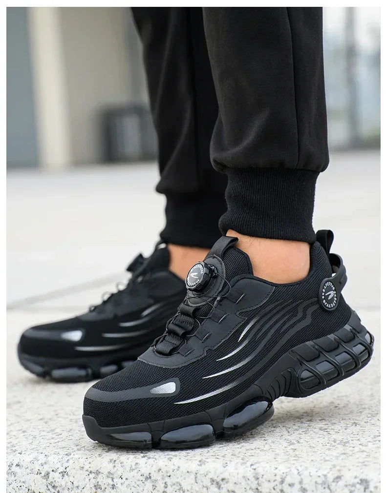 Men's Safety Work Shoes Anti-smash Anti-puncture Rotating Button Fashion Sport Boots Protective Security Men's Footwear