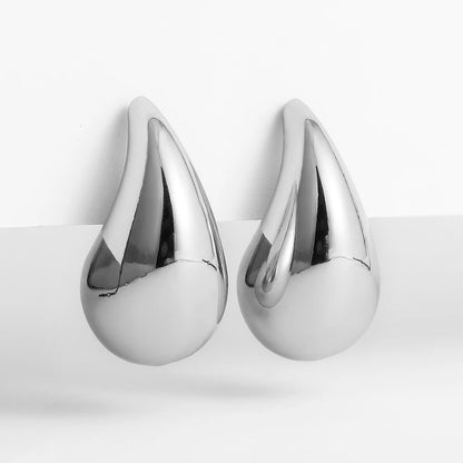 5CM Stainless Steel Water Drop Earring for Women Chunky Hollow Smooth Exaggerated Thick Large Jewelry 2023 New Design