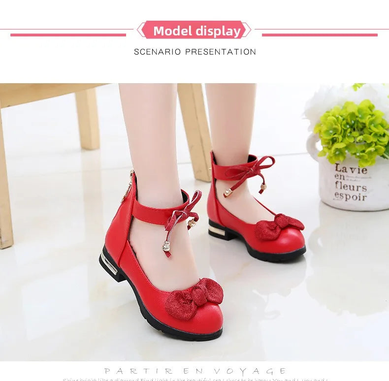 2026 Shiny Bow Stage Elegant Comfortable Catwalk Fashion Spring/summer Students Baby Girls Princess Shoes Cute Kids Sandals