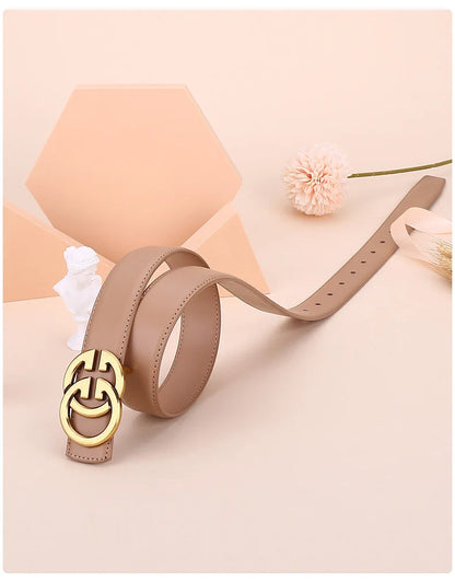 Ladies genuine leather belt, versatile decoration for business and casual wear, simple and fashionable, with a high-end feel.