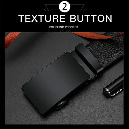 Business Men's Belt Metal Automatic Buckle Work Belt High Quality Men 120cm Leather Belt Business