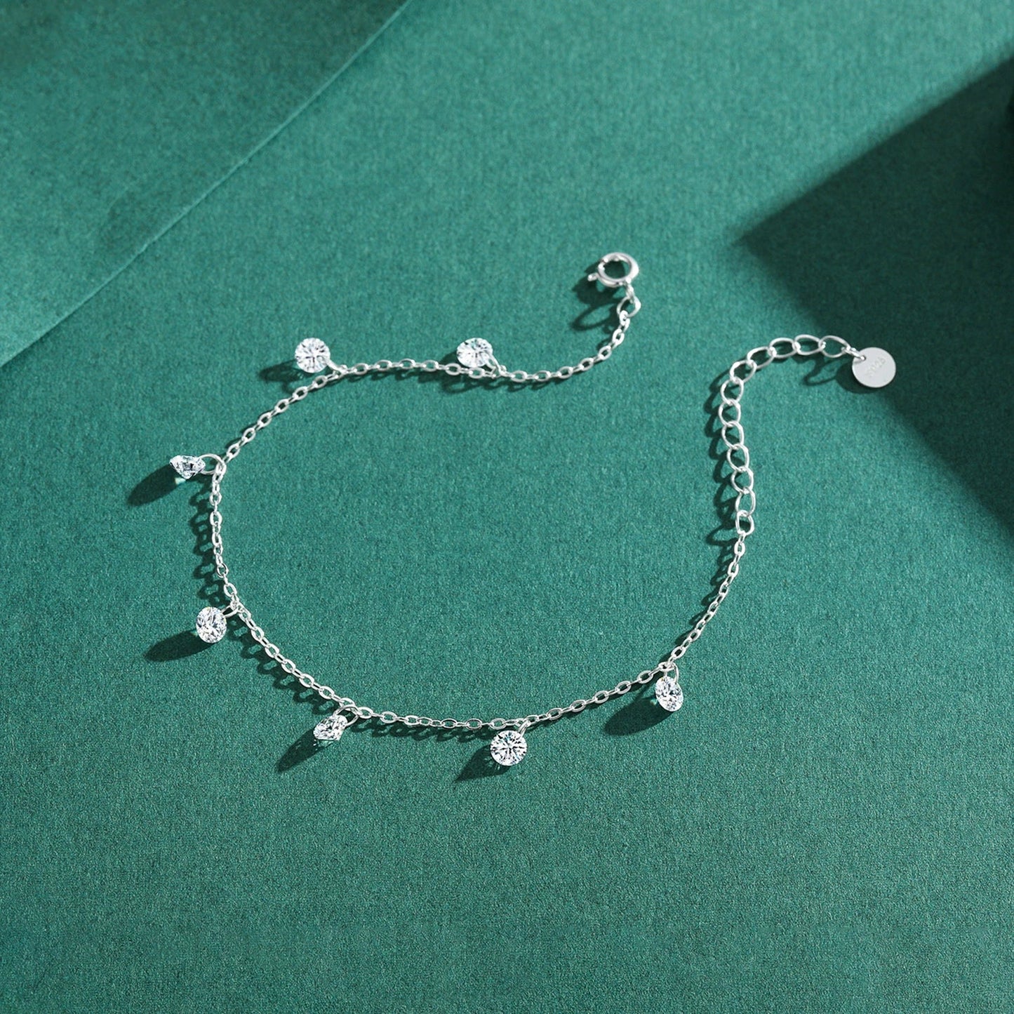 Charm Real 925 Sterling Silver Ten Hearts Clear CZ Fashion Chain Bracelet For Women Girls Wedding Fine Silver Jewelry