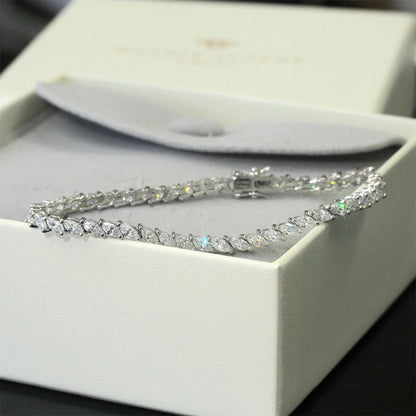 0.5carat Marquise Cut Moissanite Tennis Bracelets for Women Men  925 Silver Plated 18k Gold Lab Diamond Bangle with Certificate