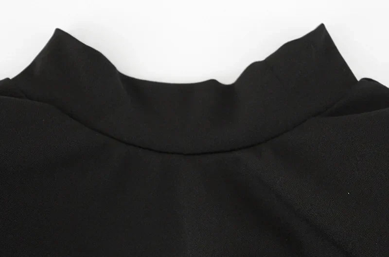 Patchwork Lace Hip Wrap Sheath High Collar Women Dresses Long Sleeve Sexy Club Fashion Bodycon Sheer Female Vestidos