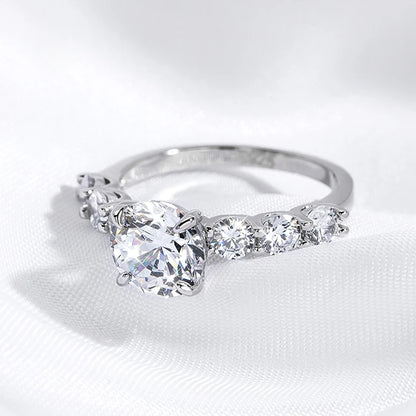 3.2CTTW Full Moissanite Wedding Rings for Women 7 Stones Sparkling Lab Diamond Band with Certificate S925 Sterling Silver