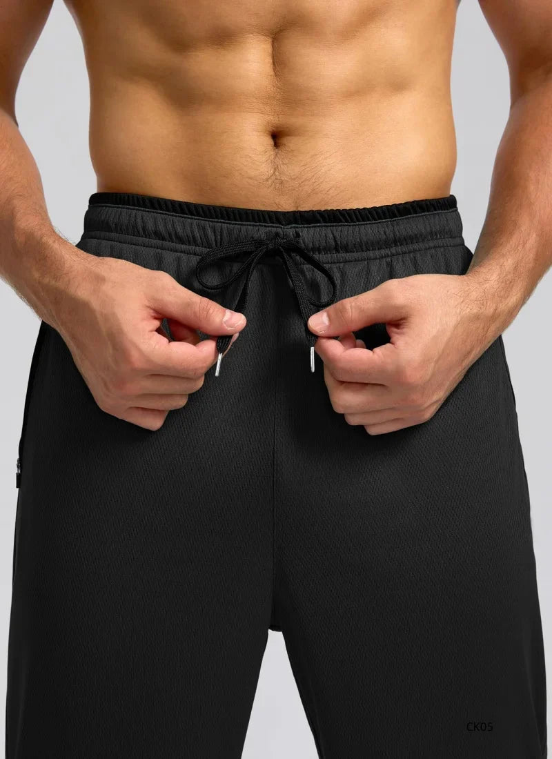 Men's sports pants spring and summer mesh breathable sports pants men's running and jogging sports pants fashionable solid color