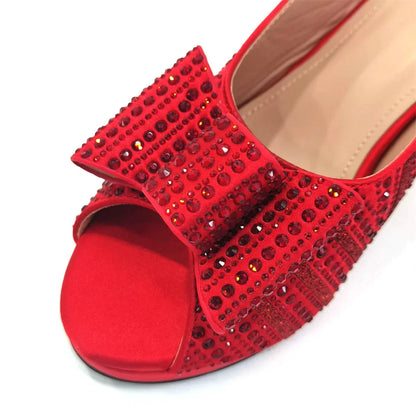 Black Color Elegant High Heels Nigeria Popular Design African Ladies Shoes And Bag Set for Wedding Party