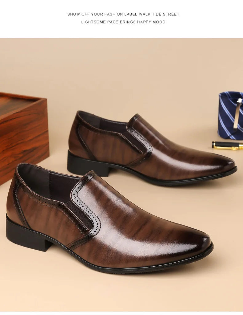 Spring Autumn New Pointed Leather Shoes for Men Solid Color Business Casual Shoes Male Fashion Designer Dress Shoe Man
