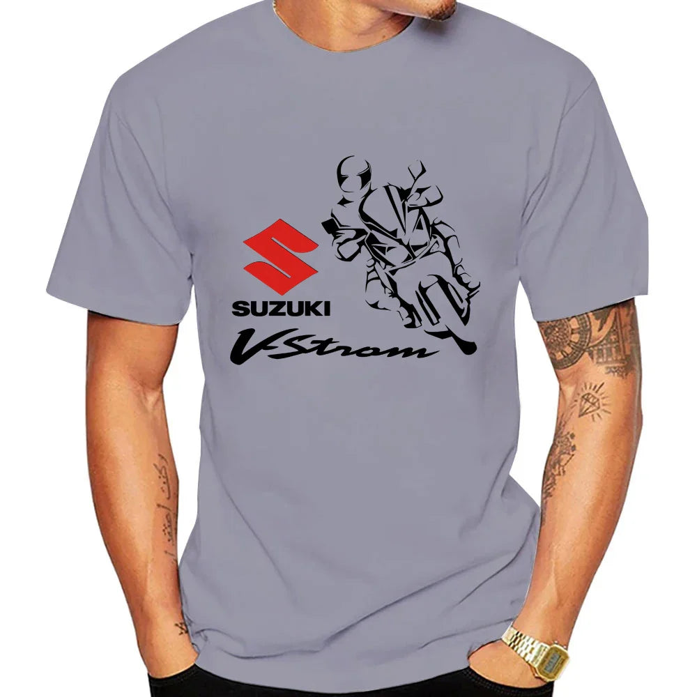 2026 V-Strom Summer New Bestseller 100% Cotton Trend Men T-shirt Daily Outdoor Sports Casual Loose Street Short Sleeve