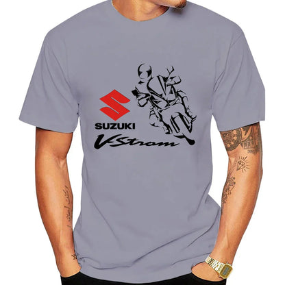 2026 V-Strom Summer New Bestseller 100% Cotton Trend Men T-shirt Daily Outdoor Sports Casual Loose Street Short Sleeve