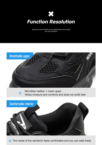 Unisex Mesh Steel Toe Cap Summer Safety Shoes For Men Light Breathable Sneaker Comfortable Indestructible Hombre Work Sneakers