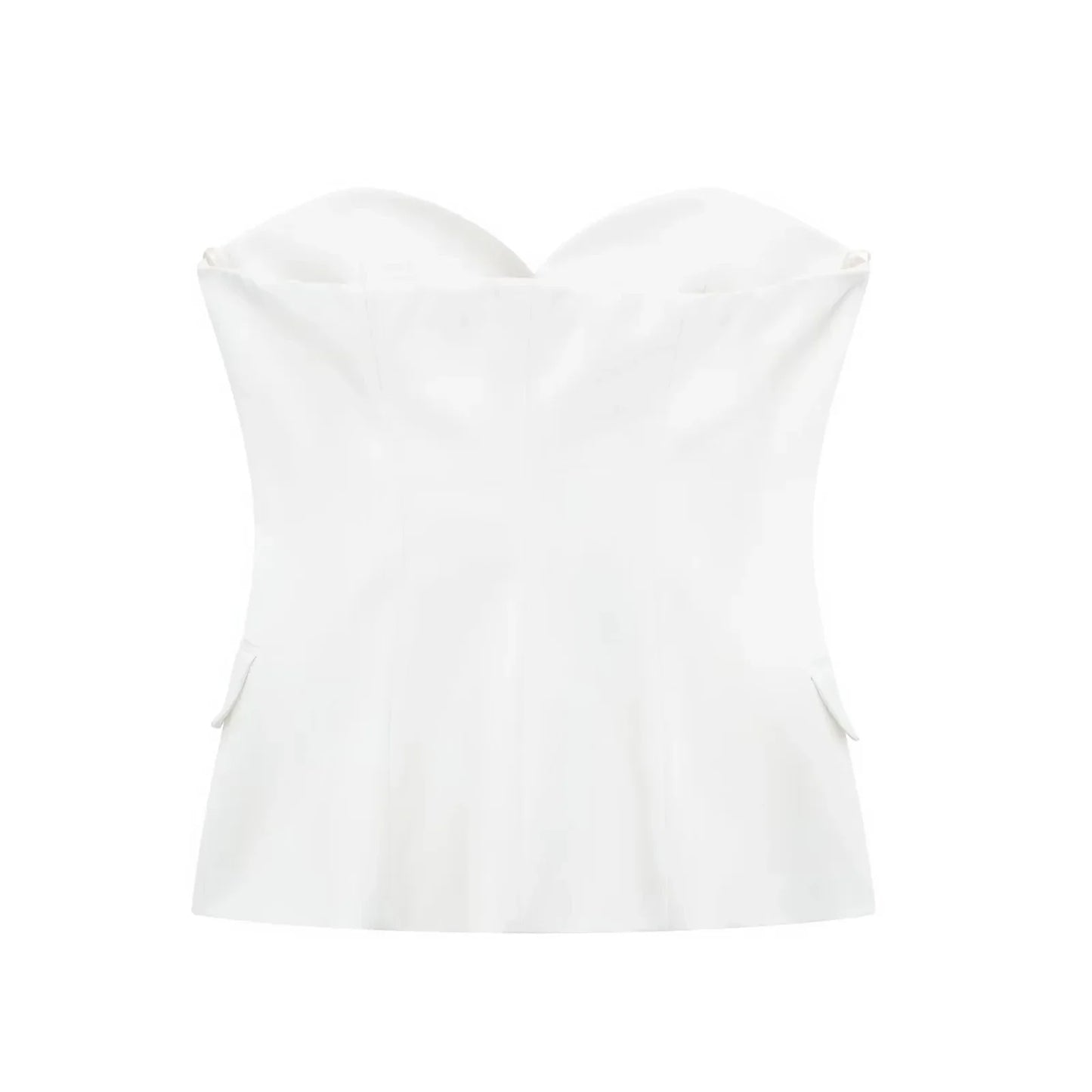 Summer Women Elegant White Top Front Button Corset Tube Top Strapless Sleeveless 2024 Fashion Y2k Female Chic Top