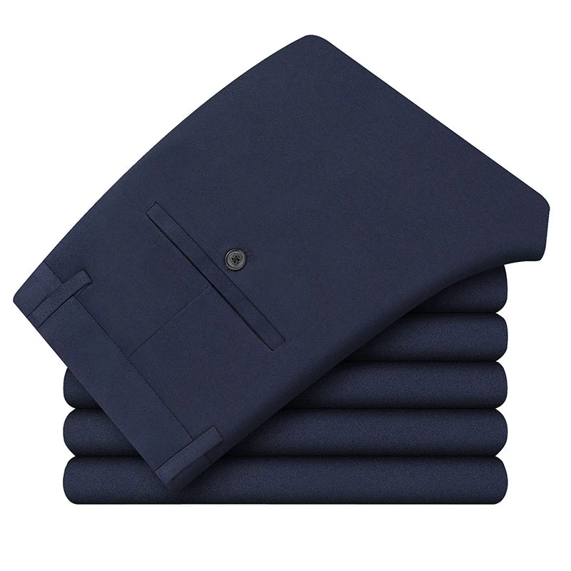 Mens Business Casual Pants Elastic Dress Pants Classic Fit Men Formal Suit Pants Navy Trousers M-3XL