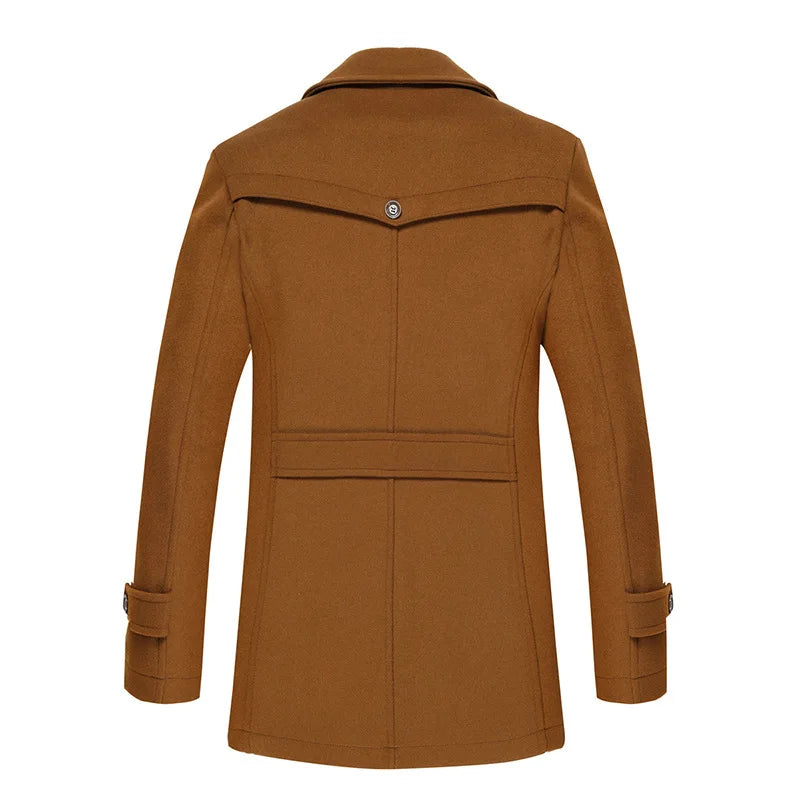 Men Fashion Autumn Winter Wool Trench Coats Fashion Middle Long Jacket Male Double Collar Zipper Coat Windbreak Woolen Overcoat