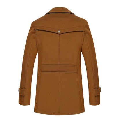 Men Fashion Autumn Winter Wool Trench Coats Fashion Middle Long Jacket Male Double Collar Zipper Coat Windbreak Woolen Overcoat