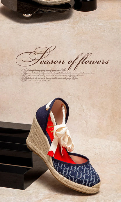 Women's High Heels Summer Espadrillle Platform Wedge 2025 Sandals Closed Toe Ankle Strap Lace up Beach Vacation Party 8cm