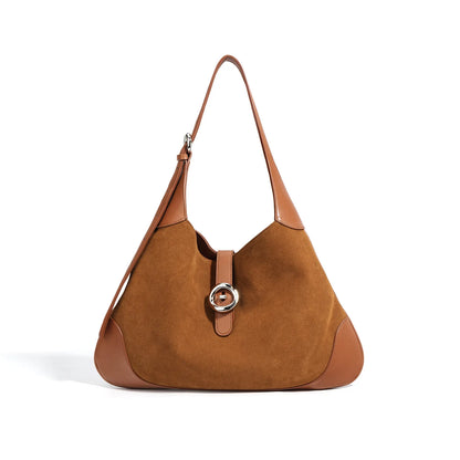 New Split Cow Leather Women's Faux Suede Bag Autumn Winter Underarm Bag for Lady Shoulder Crossbody Bag