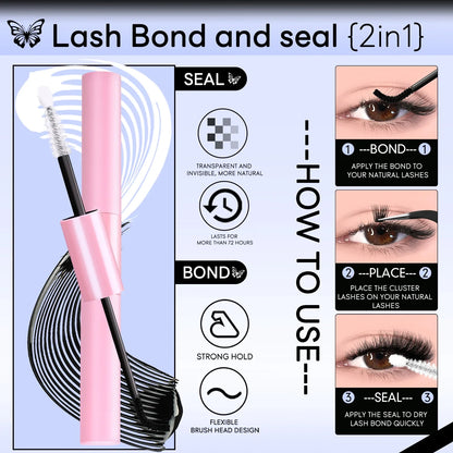 Clusters Lashes With Waterproof Strong Hold DIY Lash Extension Kit Lash Bond And Seal And Eyelash Tweezers Makeup