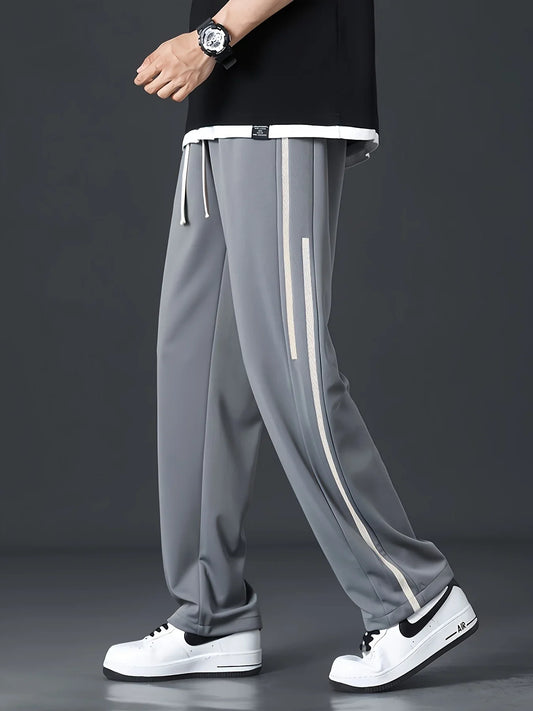 Men's summer sweatpants with drawstrings and pockets, quick-drying loose fit, smart casual jogging bottoms for outdoor activitie