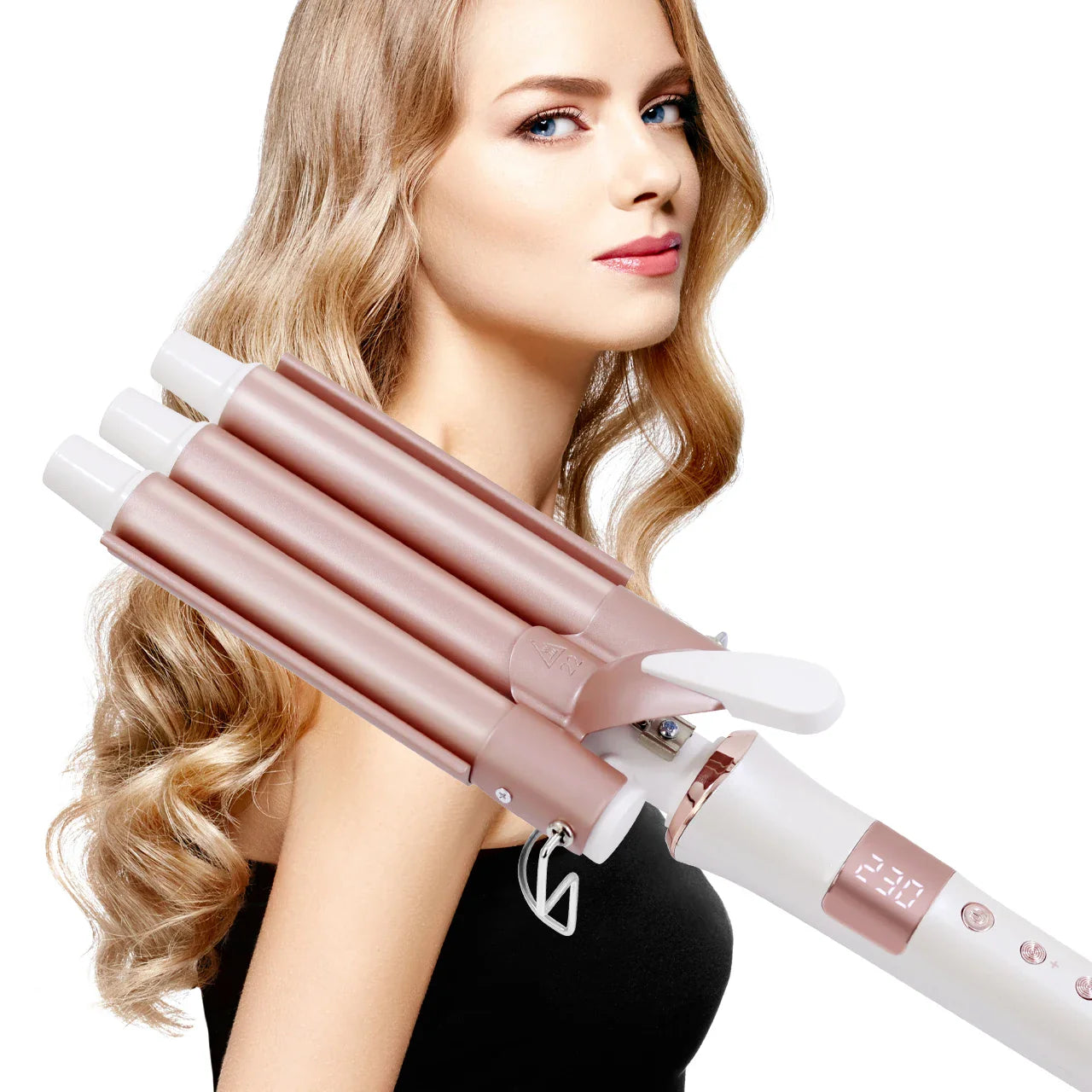 Hatteker Professional Hair Curling Iron Ceramic Triple Barrel Waver Electric Hair Styling Tool for Versatile Curls And Waves EU