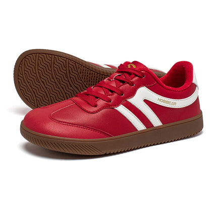 Wide Toe Shoes Unisex Artificial Leather Faux Fur Lined Sneakers Casual Retro Lace Up Shoes for Women Men